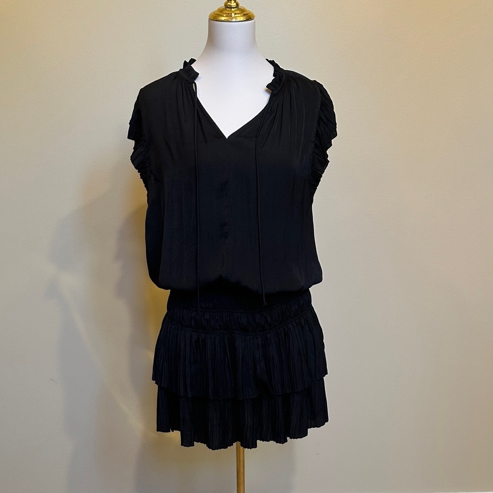 Current Air Elegant Black Ruffled Mini Dress